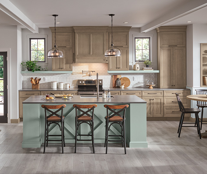 Sophisticated Transitional Kitchen Cabinets with Blue Accents - MasterBrand