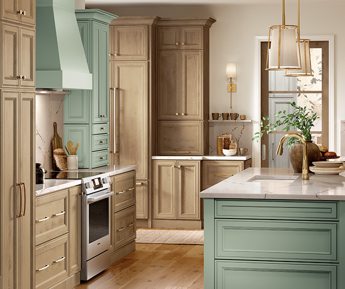 Transitional Peyton Painted and Woodtone Kitchen Cabinets