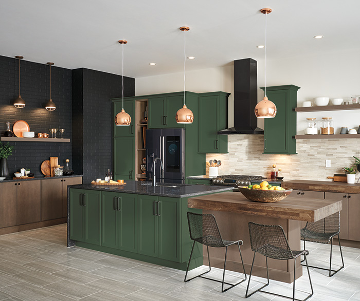 Contemporary Kitchen Painted FoxHall Green and Cherry Seal