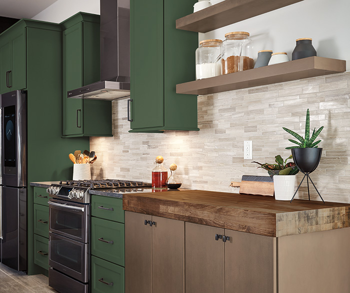 Contemporary Kitchen Painted FoxHall Green and Cherry Seal