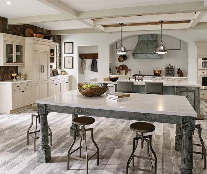 Two Tone Rustic Kitchen with Inset Cabinets