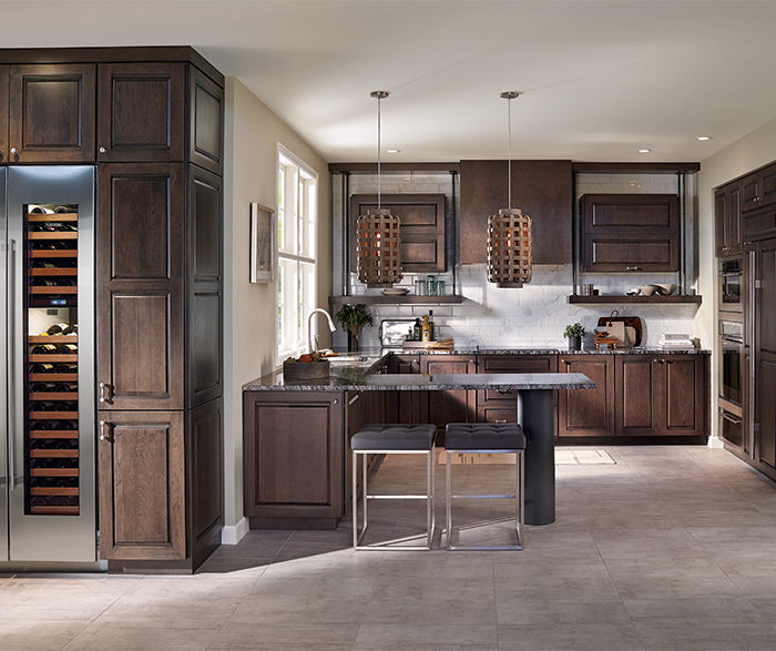 Transitional Kitchen with Cherry Cabinets