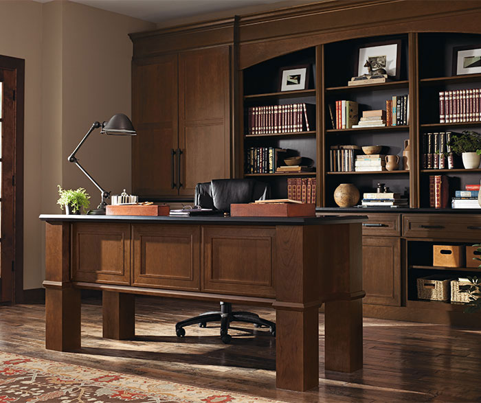 Beckwith Cherry office cabinets in Kodiak finish