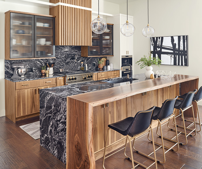 Contemporary yet Casual White and Woodtone Kitchen