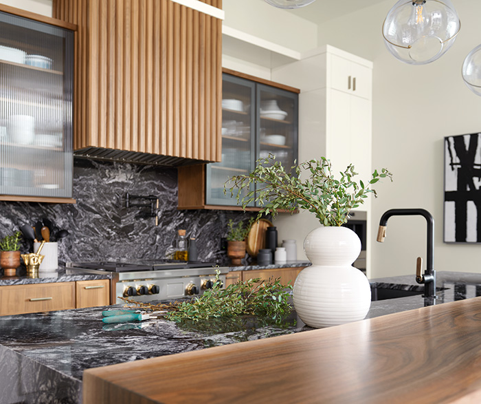 Contemporary yet Casual White and Woodtone Kitchen