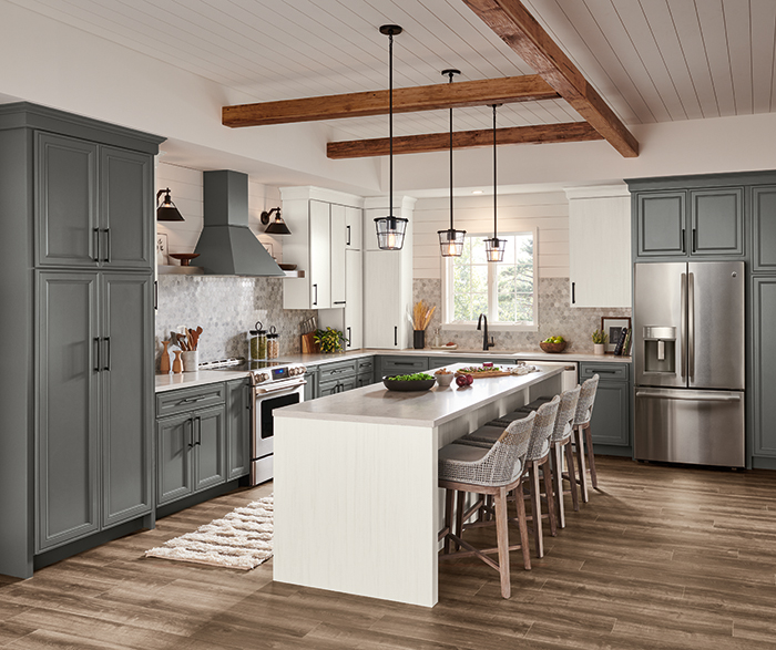 Farmhouse Gray and White Kitchen Cabinets