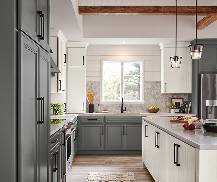 Farmhouse Gray and White Kitchen Cabinets