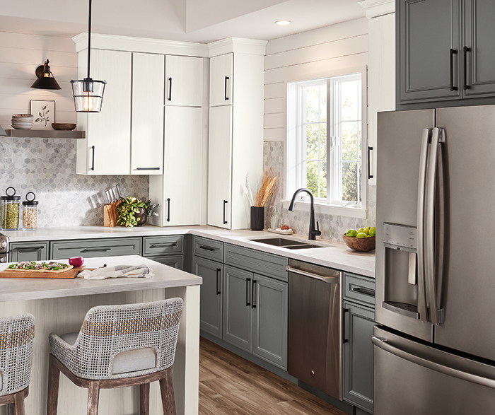 Farmhouse Gray and White Kitchen Cabinets